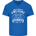 An Awesome Rugby Player Looks Like Union Mens V-Neck Cotton T-Shirt Royal Blue