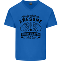 An Awesome Rugby Player Looks Like Union Mens V-Neck Cotton T-Shirt Royal Blue