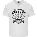 An Awesome Rugby Player Looks Like Union Mens V-Neck Cotton T-Shirt White