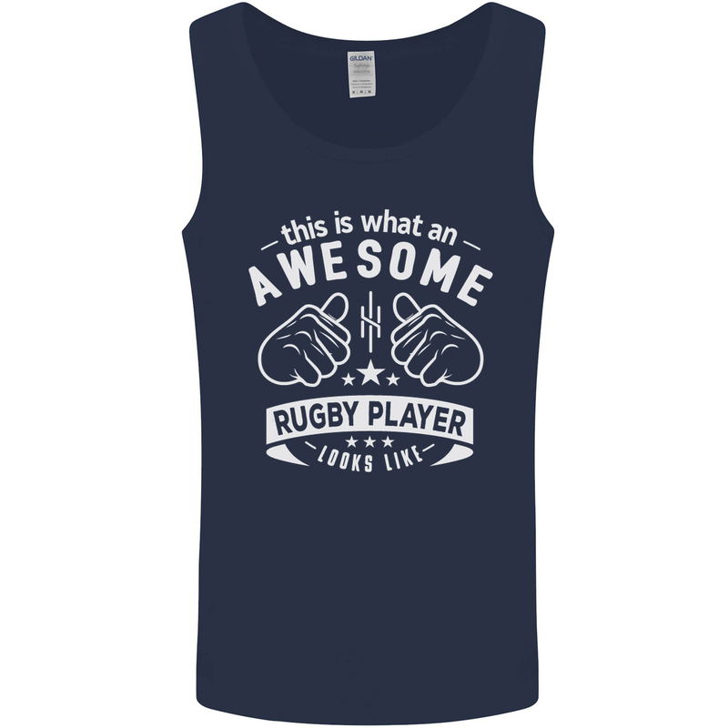 An Awesome Rugby Player Looks Like Union Mens Vest Tank Top Navy Blue
