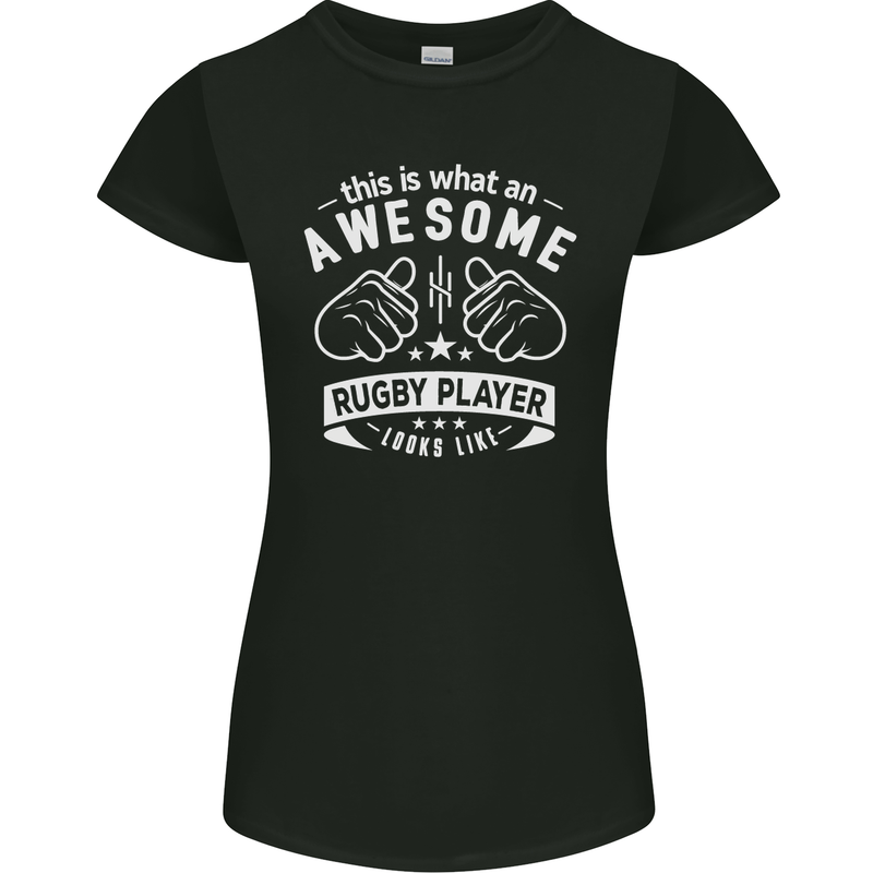 An Awesome Rugby Player Looks Like Union Womens Petite Cut T-Shirt Black