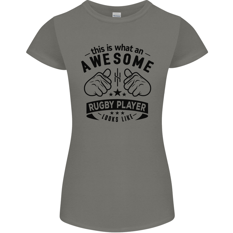 An Awesome Rugby Player Looks Like Union Womens Petite Cut T-Shirt Charcoal