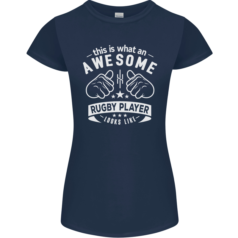An Awesome Rugby Player Looks Like Union Womens Petite Cut T-Shirt Navy Blue
