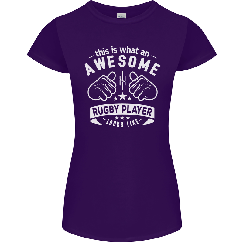 An Awesome Rugby Player Looks Like Union Womens Petite Cut T-Shirt Purple