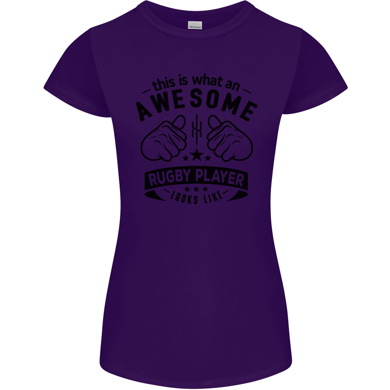 An Awesome Rugby Player Looks Like Union Womens Petite Cut T-Shirt Purple