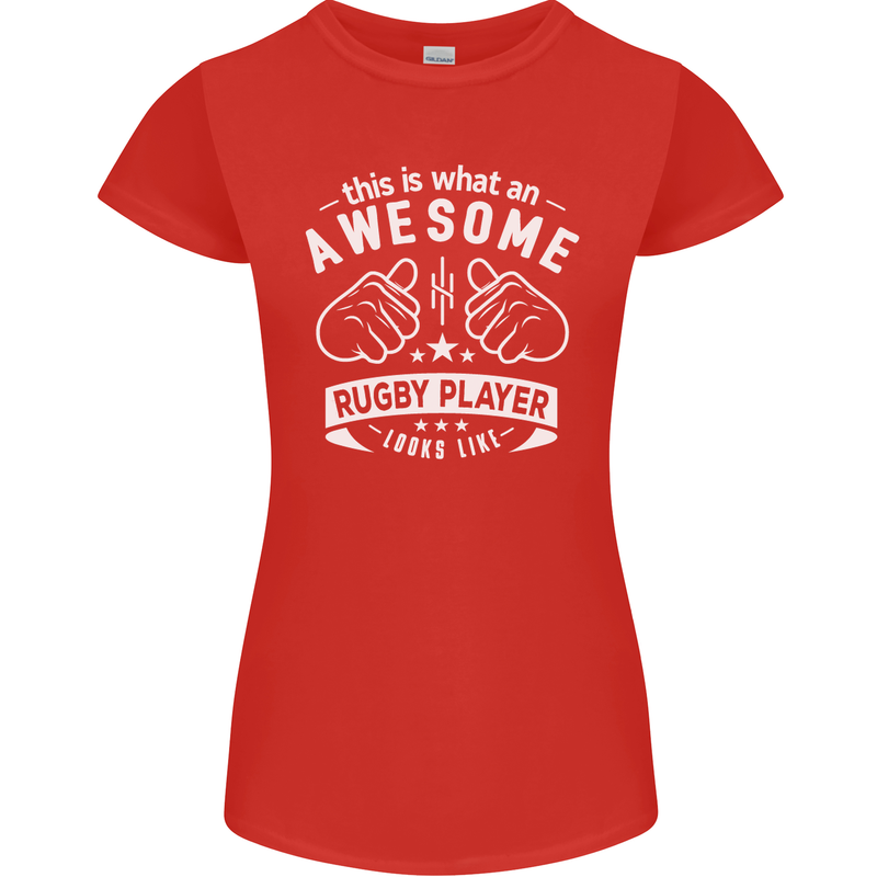 An Awesome Rugby Player Looks Like Union Womens Petite Cut T-Shirt Red