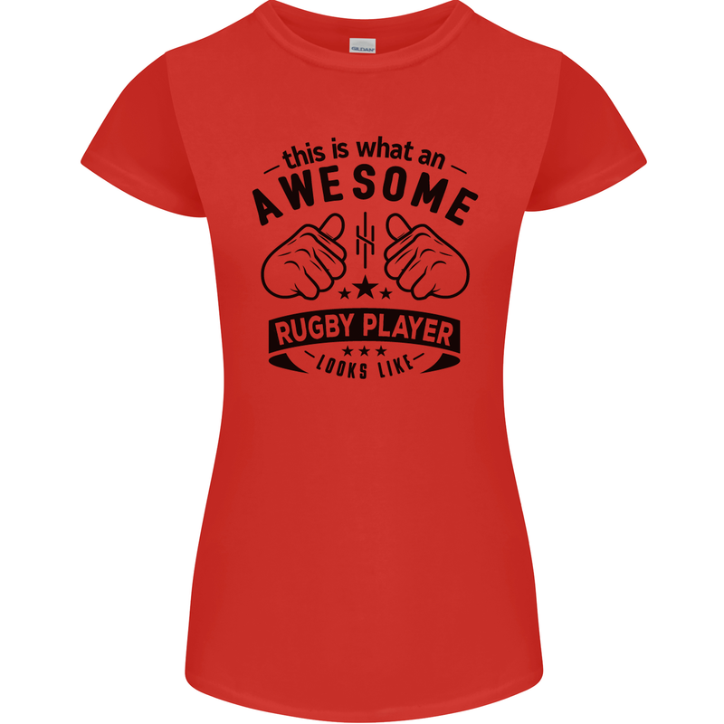 An Awesome Rugby Player Looks Like Union Womens Petite Cut T-Shirt Red