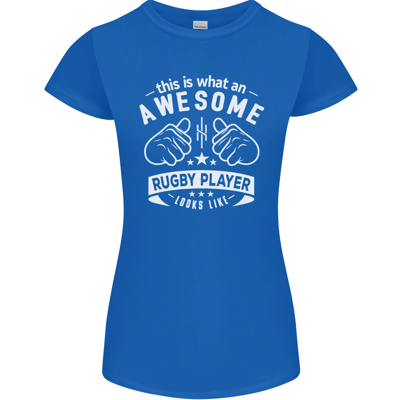 An Awesome Rugby Player Looks Like Union Womens Petite Cut T-Shirt Royal Blue