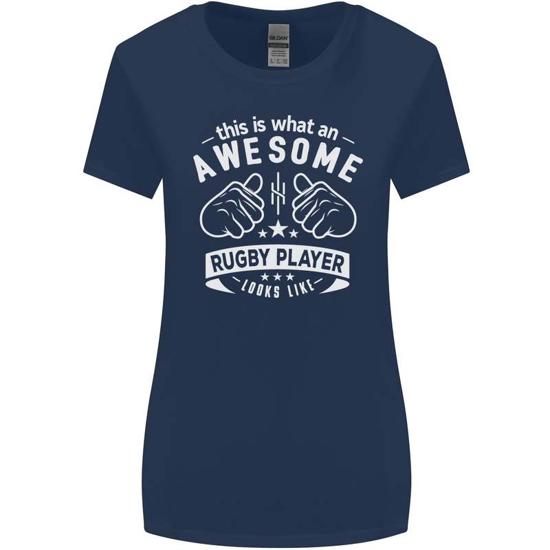 An Awesome Rugby Player Looks Like Union Womens Wider Cut T-Shirt Navy Blue