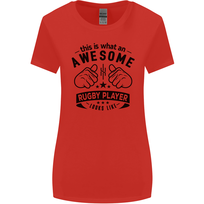 An Awesome Rugby Player Looks Like Union Womens Wider Cut T-Shirt Red