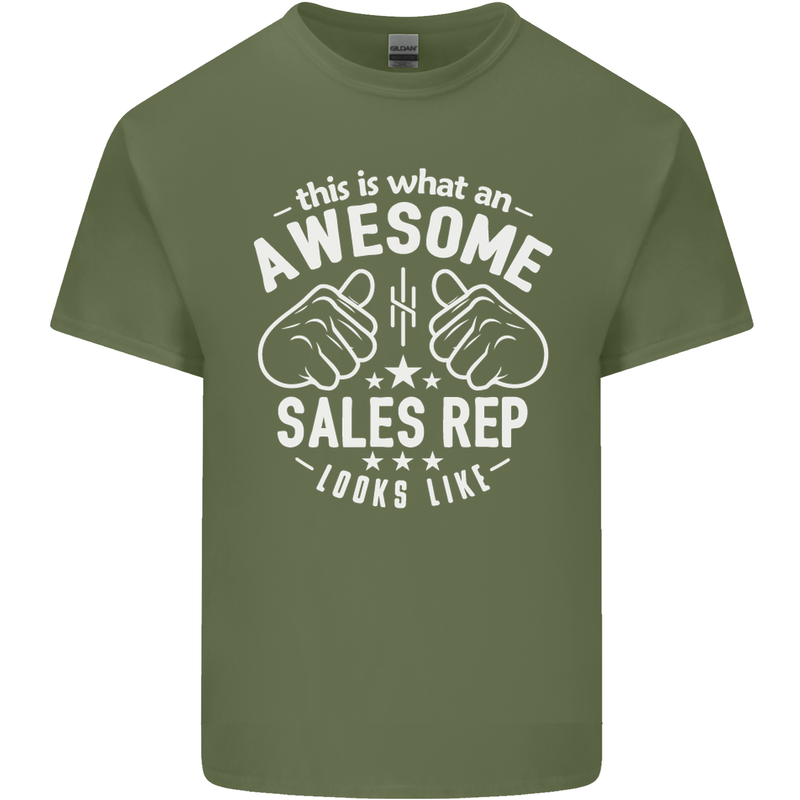 An Awesome Sales Rep Looks Like Mens Cotton T-Shirt Tee Top Military Green