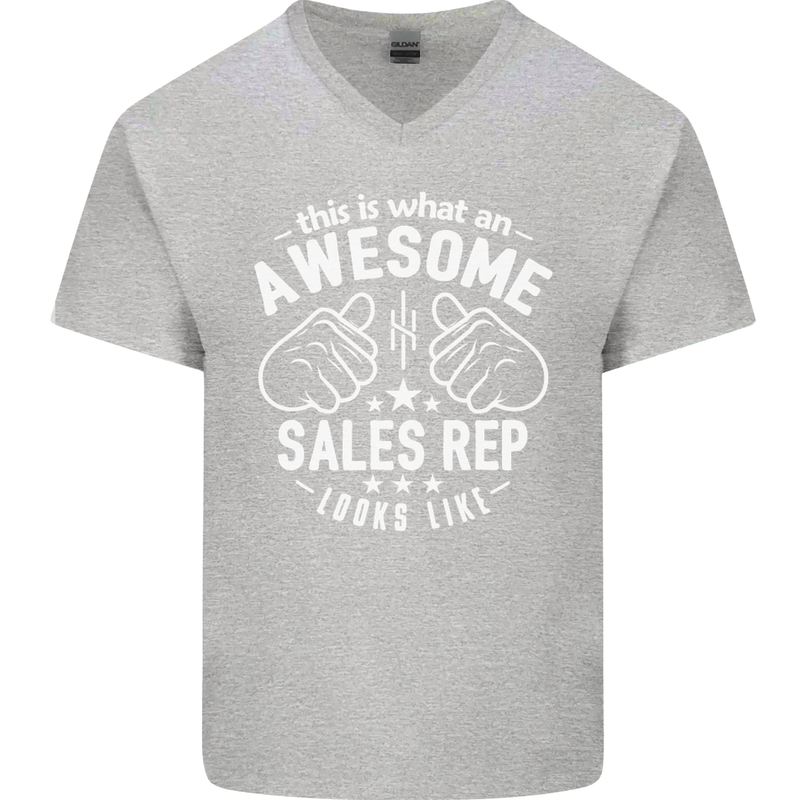 An Awesome Sales Rep Looks Like Mens V-Neck Cotton T-Shirt Sports Grey