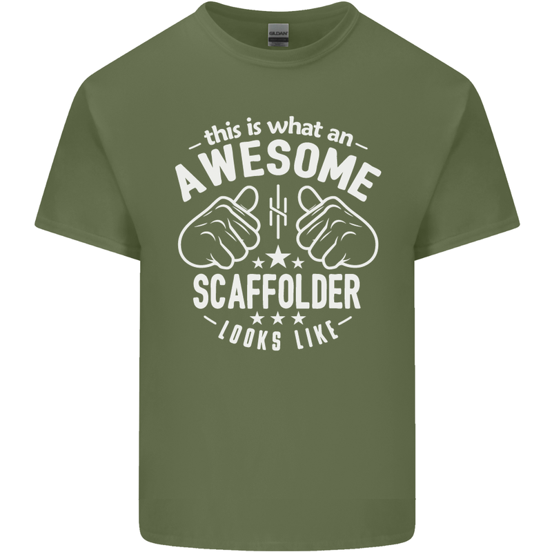 An Awesome Scaffolder Looks Like Mens Cotton T-Shirt Tee Top Military Green