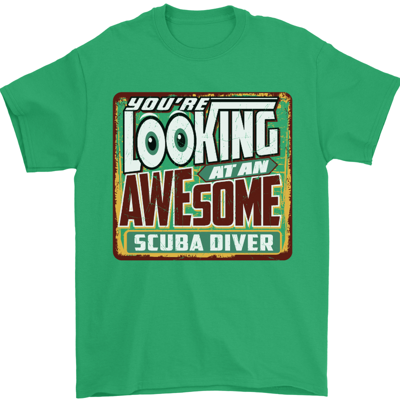 An Awesome Scuba Diver Mens T-Shirt Cotton Gildan Irish Green