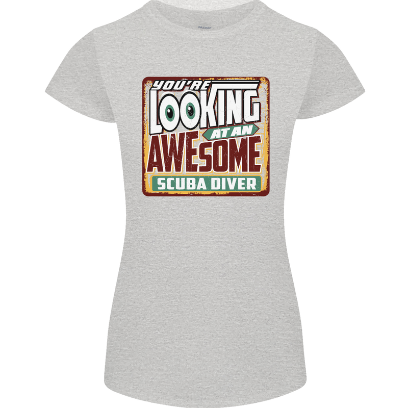 An Awesome Scuba Diver Womens Petite Cut T-Shirt Sports Grey