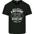 An Awesome Secretary Looks Like Mens V-Neck Cotton T-Shirt Black