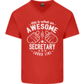 An Awesome Secretary Looks Like Mens V-Neck Cotton T-Shirt Red