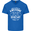 An Awesome Secretary Looks Like Mens V-Neck Cotton T-Shirt Royal Blue