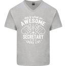 An Awesome Secretary Looks Like Mens V-Neck Cotton T-Shirt Sports Grey
