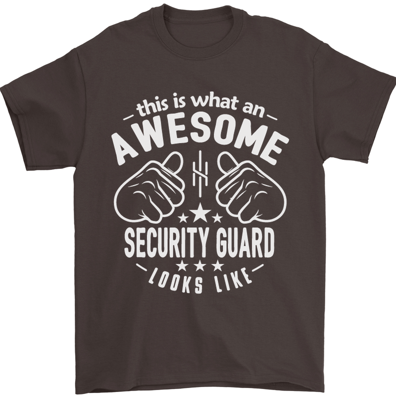 An Awesome Security Guard Looks Like Mens T-Shirt Cotton Gildan Dark Chocolate