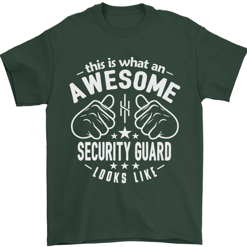 An Awesome Security Guard Looks Like Mens T-Shirt Cotton Gildan Forest Green