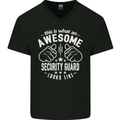 An Awesome Security Guard Looks Like Mens V-Neck Cotton T-Shirt Black