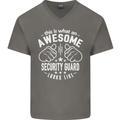 An Awesome Security Guard Looks Like Mens V-Neck Cotton T-Shirt Charcoal