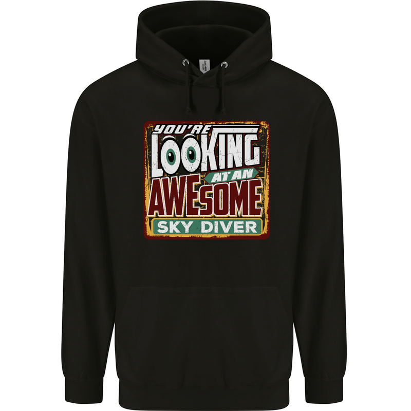 An Awesome Skydiver Skydiving Mens 80% Cotton Hoodie Black