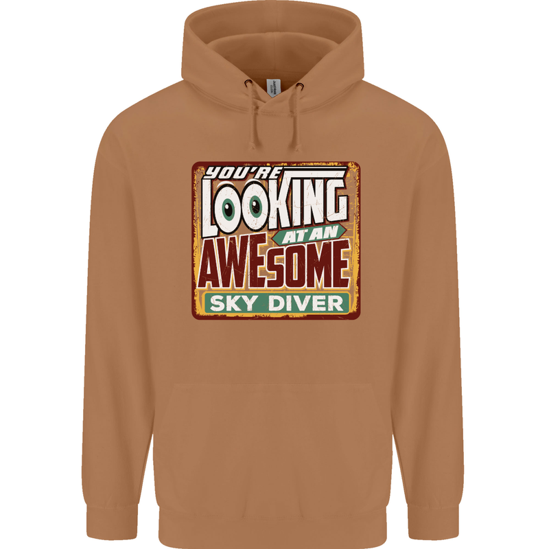 An Awesome Skydiver Skydiving Mens 80% Cotton Hoodie Caramel Latte