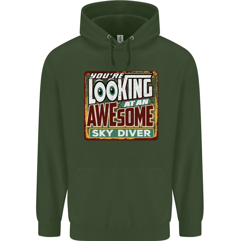 An Awesome Skydiver Skydiving Mens 80% Cotton Hoodie Forest Green