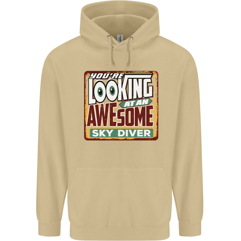 An Awesome Skydiver Skydiving Mens 80% Cotton Hoodie Sand