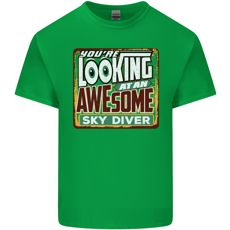 An Awesome Skydiver Skydiving Mens Cotton T-Shirt Tee Top Irish Green