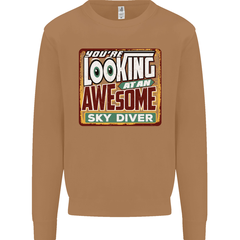 An Awesome Skydiver Skydiving Mens Sweatshirt Jumper Caramel Latte