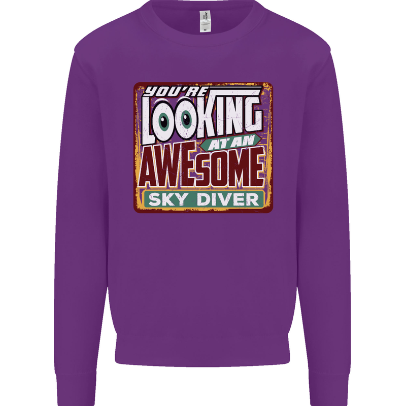 An Awesome Skydiver Skydiving Mens Sweatshirt Jumper Purple