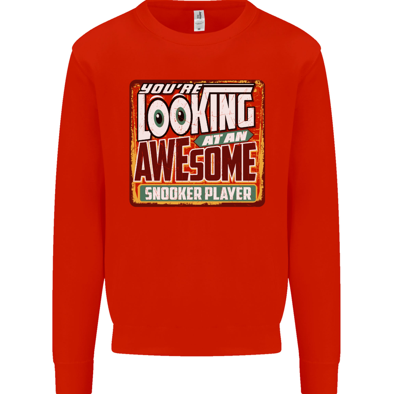 An Awesome Snooker Player Kids Sweatshirt Jumper Bright Red