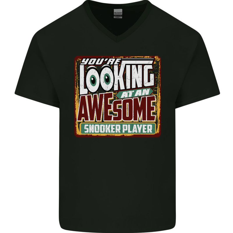 An Awesome Snooker Player Mens V-Neck Cotton T-Shirt Black