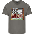 An Awesome Snooker Player Mens V-Neck Cotton T-Shirt Charcoal