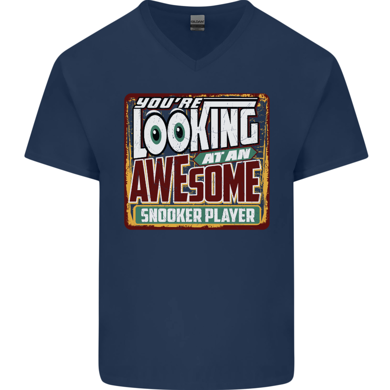 An Awesome Snooker Player Mens V-Neck Cotton T-Shirt Navy Blue