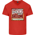 An Awesome Snooker Player Mens V-Neck Cotton T-Shirt Red