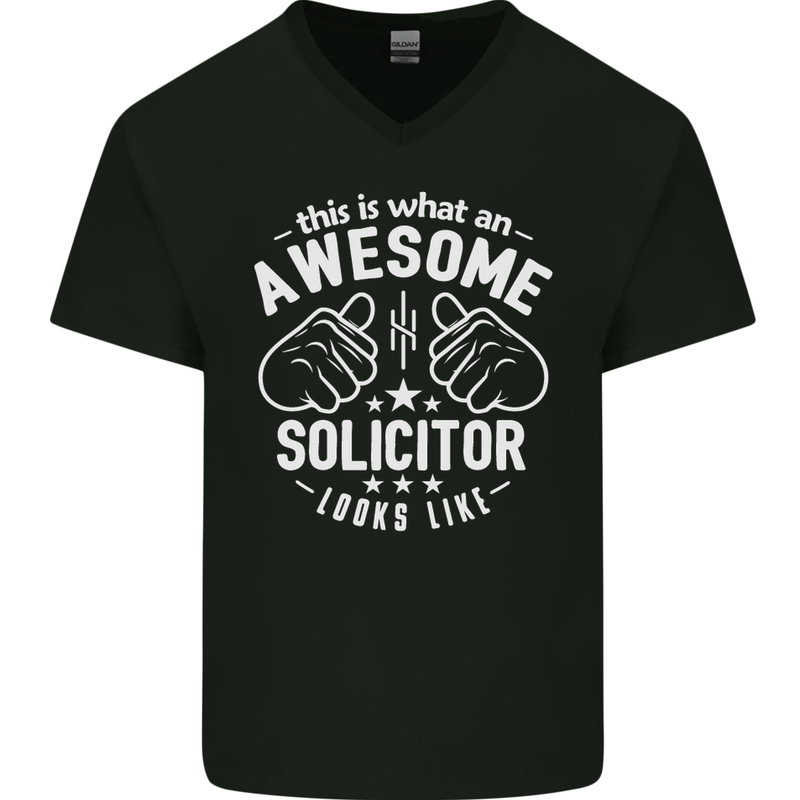 An Awesome Solicitor Looks Like Mens V-Neck Cotton T-Shirt Black