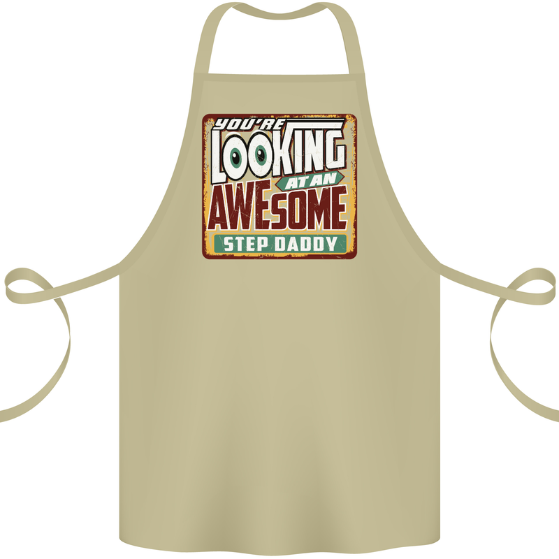 An Awesome Step Daddy Stepddaddy Cotton Apron 100% Organic Khaki