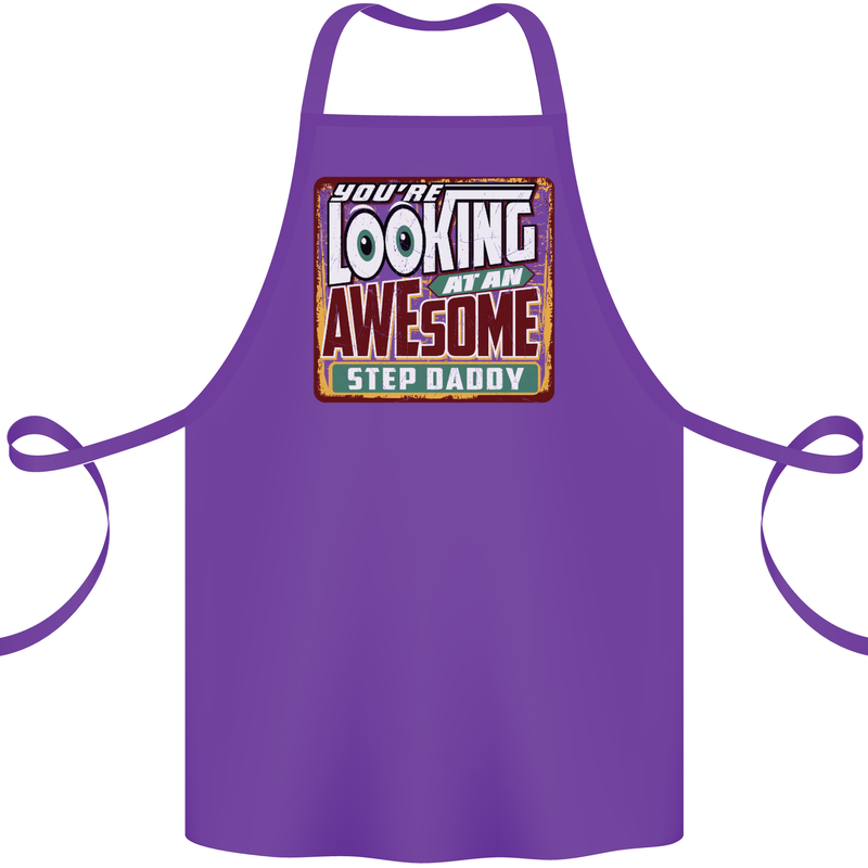 An Awesome Step Daddy Stepddaddy Cotton Apron 100% Organic Purple
