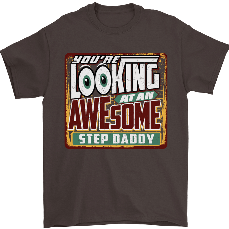 An Awesome Step Daddy Stepddaddy Mens T-Shirt Cotton Gildan Dark Chocolate