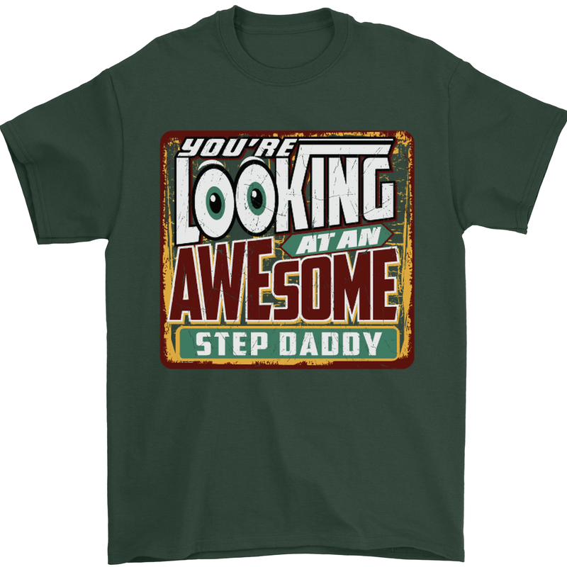 An Awesome Step Daddy Stepddaddy Mens T-Shirt Cotton Gildan Forest Green