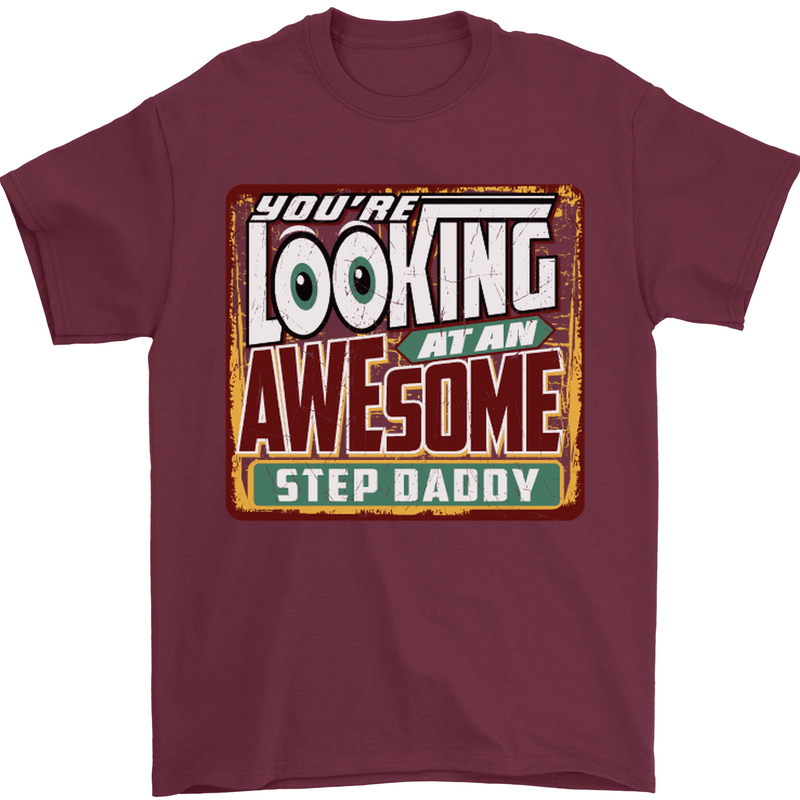 An Awesome Step Daddy Stepddaddy Mens T-Shirt Cotton Gildan Maroon