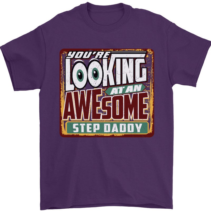 An Awesome Step Daddy Stepddaddy Mens T-Shirt Cotton Gildan Purple