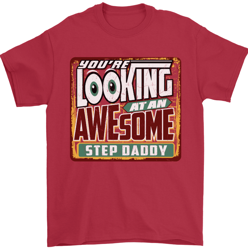 An Awesome Step Daddy Stepddaddy Mens T-Shirt Cotton Gildan Red