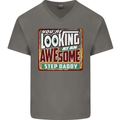 An Awesome Step Daddy Stepddaddy Mens V-Neck Cotton T-Shirt Charcoal