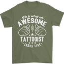 An Awesome Tattooist Looks Like Mens T-Shirt Cotton Gildan Military Green