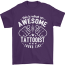 An Awesome Tattooist Looks Like Mens T-Shirt Cotton Gildan Purple
